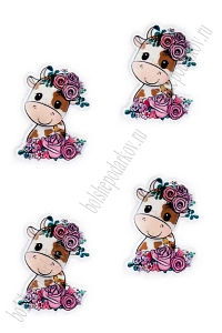 Кабошон-вырубка &quot;Коровка с розочками&quot; 2,7*3,5 см (10 шт) SF-5787