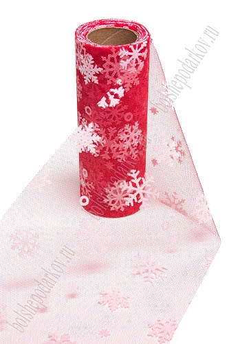 Фатин &amp;quot;Снежинки&amp;quot; 15 см*10 ярд (SF-7523) красный