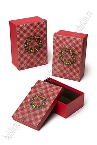 Коробки новогодние прямоугольные 3 в 1, 23*16*10 см, (SF-7820), красный №6