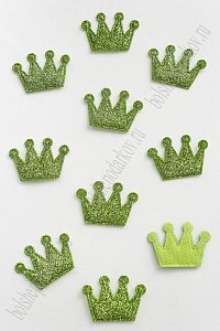 Патч с блестками 3*2,5 см &quot;Корона&quot; (50 шт) SF-1903, салатовый