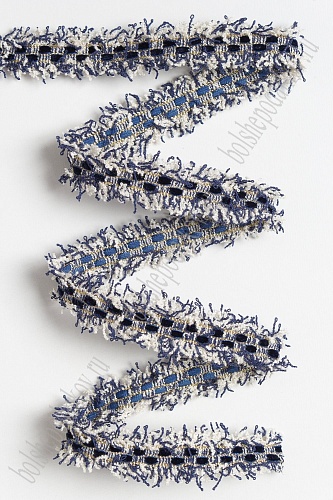 Тесьма отделочная 2 см*5 ярд &amp;quot;Бахрома с бархатом&amp;quot; (SF-2463) темно-синий