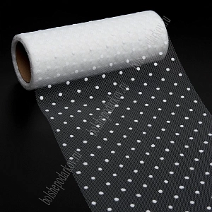 Фатин в горошек 15 см*10 ярд (SF-2941) молочный №16