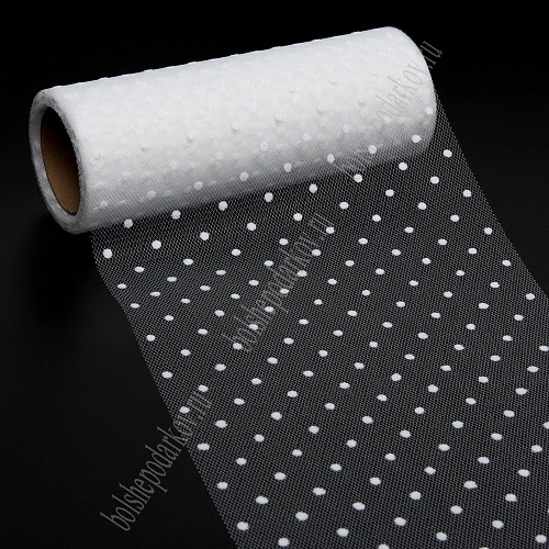 Фатин в горошек 15 см*10 ярд (SF-2941) молочный №16