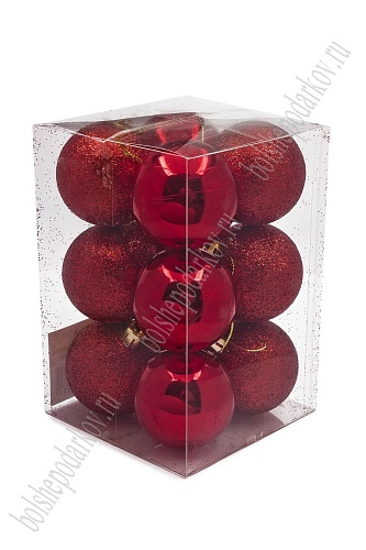 Набор новогодних шаров 5 см (12 шт) SF-7334, красный №1