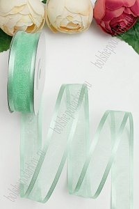 Лента органза с атласными краями 2,5 см*25 ярд (SF-5922) аквамариновый №181