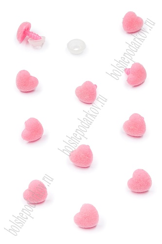 Фурнитура &amp;quot;Носики для игрушек бархатные Сердечко&amp;quot; 12 мм, с заглушками (50 шт) SF-7625, розовый
