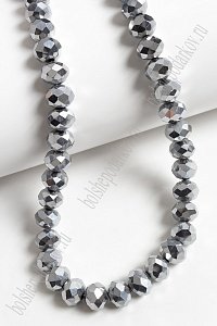 Бусины стеклянные, металлик, на леске "Rondelle" 8 мм (SF-670) серебро №198 Бусины стеклянные, металлик, на леске "Rondelle" 8 мм (SF-670) серебро №198