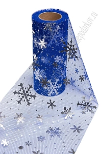 Фатин &quot;Снежинки&quot; 15 см*15 ярд (SF-3776) синий/серебро