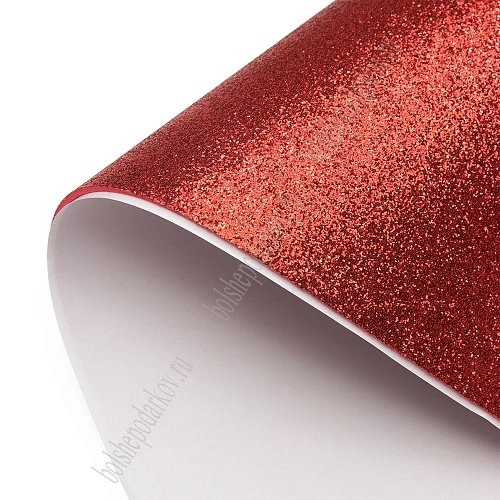 Фоамиран глиттерный самоклеющ. А4 (10 листов) SF-1957, красный №001
