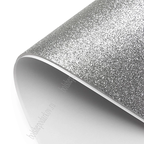 Фоамиран глиттерный самоклеющ. А4 (10 листов) SF-1957, серебро №016