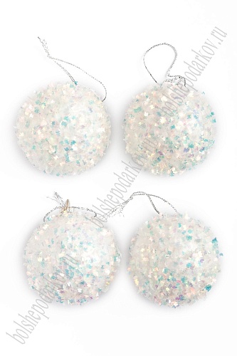 Набор новогодних шаров 5 см (6 шт) SF-7334, белый