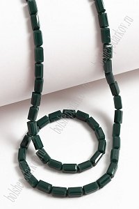 Бусины стеклянные, матовые, на леске &quot;Прямоугольные&quot; 4*8 мм (SF-665) темно-зеленый №527