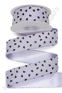 Лента вельвет/атлас &quot;Сердечки&quot; 3,8 см*10 ярд (SF-8058) фиолетовый №2