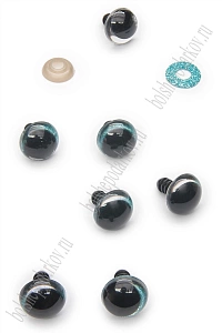 Фурнитура "Глазки для игрушек" 16 мм, с заглушками (20 шт) SF-7617, голубой