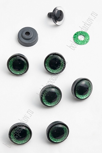 Фурнитура &amp;quot;Глазки для игрушек&amp;quot; 18 мм, с заглушками (20 шт) SF-6095, зеленый №3