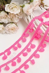 Тесьма с помпонами 20 ярд (SF-118-1) ярко-розовый