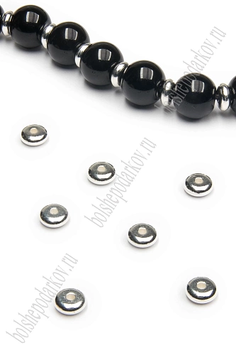 Бусины 6*2 мм &amp;quot;Круг&amp;quot; (400 шт) SF-7292, серебро