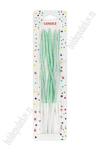 Свечи праздничные "Спираль" (6 шт) SF-7830, аквамариновый