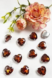 Стразы пришивные 16 мм &quot;Сердечко&quot; (10 шт) SF-3715, темно-коричневый №4