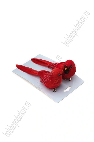 Птички декоративные с зажимом 14*5,5*5 см (2 шт) SF-8015, красный №20