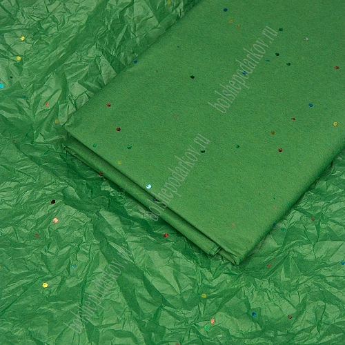 Бумага тишью с блестками 50*66 см (10 листов) SF-2860, зеленый №355