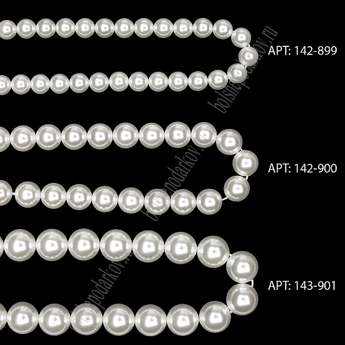 Бусины круглые на нитке 6 мм (SF-8068) жемчуг молочный