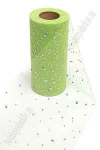 Фатин с пайетками &quot;Горох&quot; 15 см*25 ярд (SF-2939) фисташковый №21