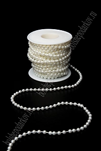 Бусы на нитке 4 мм*10 м (SF-7801) айвори