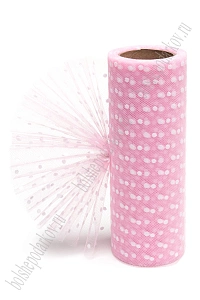 Фатин в горошек 15 см*10 ярд (SF-2941) розовый №3