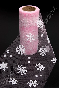 Фатин &quot;Снежинки&quot; 15 см*10 ярд (SF-7523) розовый