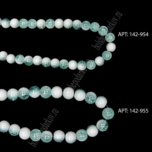 Бусины круглые на леске 10 мм (SF-8079) сахарный кварц имитация голубой