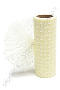 Фатин в горошек 15 см*10 ярд (SF-2941) кремовый №36