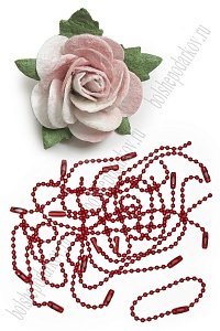 Цепочка шариковая для брелоков 10 см (50 шт) SF-7451, красный №3