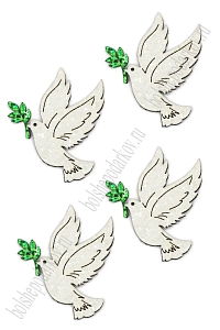 Лазерная вырубка из кожзама "Голубь" 4,5*5 см (10 шт) №19, несклеенная