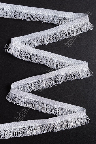 Тесьма отделочная 2 см*5 ярд &amp;quot;Бахрома&amp;quot; (SF-2462) белый/серебро