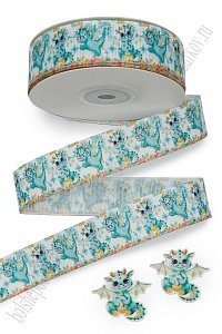 Лента репсовая 2,5 см*25 ярд с рисунком "Дракончик" SF-6131, №6