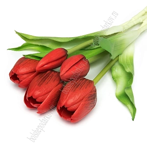 Веточка декоративная 33 см, 31 см "Тюльпан" (5 шт) SF-8137, красный