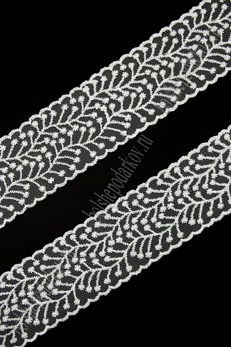 Кружево на сетке 6,5 см*5 ярд (SF-7850) белый №19