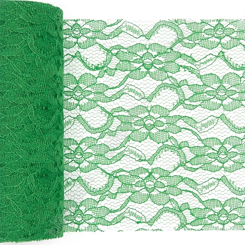 Фатин с узором &amp;quot;Цветы&amp;quot; 15 см*10 ярд (SF-2940) зеленый №27