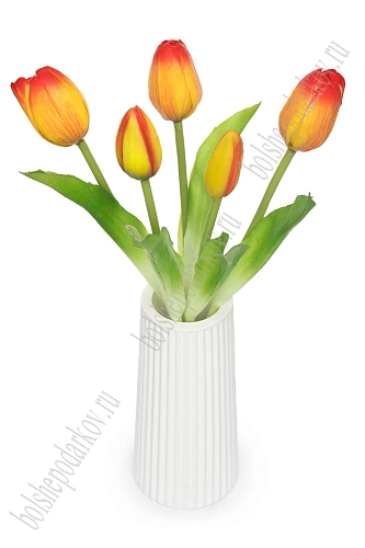 Веточка декоративная 33 см, 31 см &amp;quot;Тюльпан&amp;quot; (5 шт) SF-8137, желто-красный