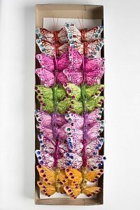 Бабочки декоративные 5,5 см на зажиме (24 шт) SF-2562, ассорти