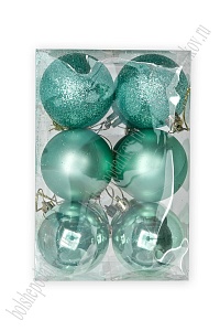 Набор новогодних шаров 6 см (12 шт) SF-7334, аквамариновый №7