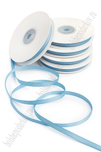 Лента репсовая 0,6 см*20 ярд &amp;quot;1 сорт&amp;quot; (10 бобин) SF-1722, голубой №0062