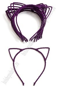 Ободки &quot;Ушки&quot; 5 мм ткань с люрексом (10 шт) SF-1128, сиреневый/черный