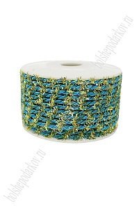 Шнур в бобине с люрексом 3 мм*20 ярд (SF-225) бирюзовый/золото