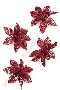 Новогодние украшения с блестками "Пуансеттия" 10 см (8 шт) SF-8030, красный Новогодние украшения с блестками "Пуансеттия" 10 см (8 шт) SF-8030, красный