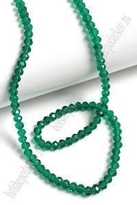 Бусины стеклянные, прозрачные,  на леске "Rondelle" 4 мм (SF-658) изумрудный №101