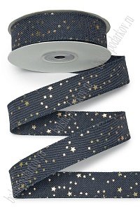 Лента джинсовая 2,5 см*10 ярд &quot;Звёздочки&quot; (SF-7392) синий