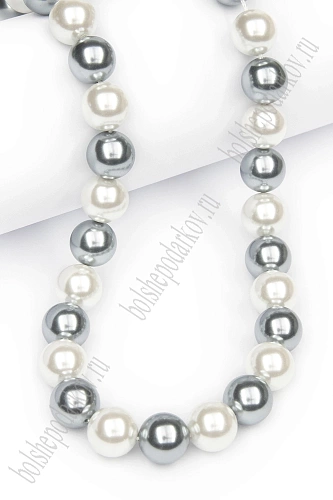 Бусины круглые на нитке 10 мм (SF-8070) жемчуг микс №1