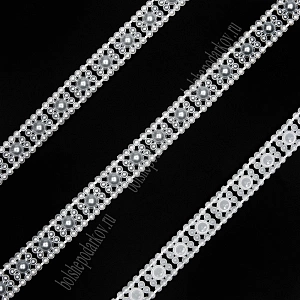 Тесьма декоративная &quot;Квадратики&quot; 1 см*10 ярд (SF-685) белый